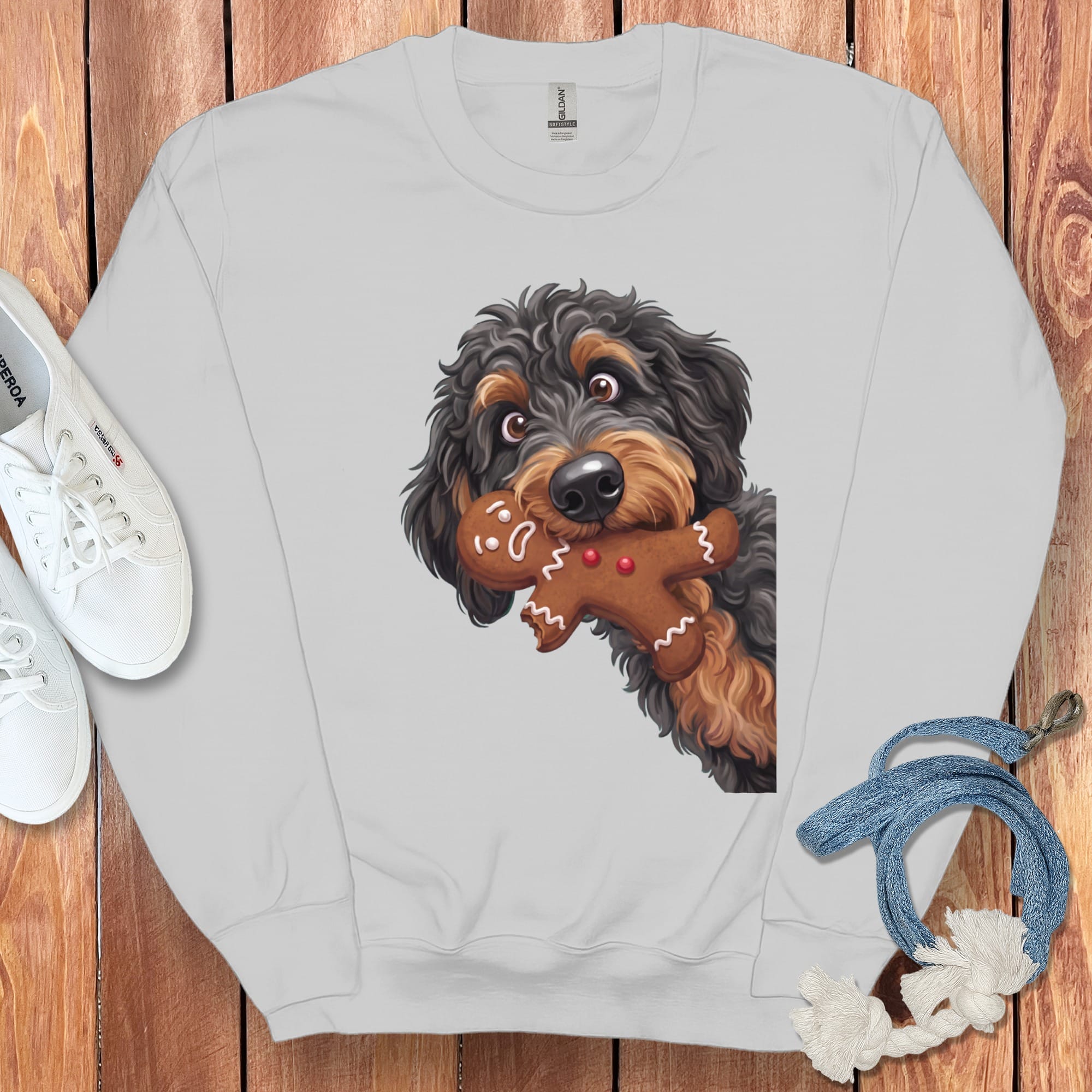 Phantom Goldendoodle Cookie Thief Sweatshirt in Sport Grey / S by Puppy Jo