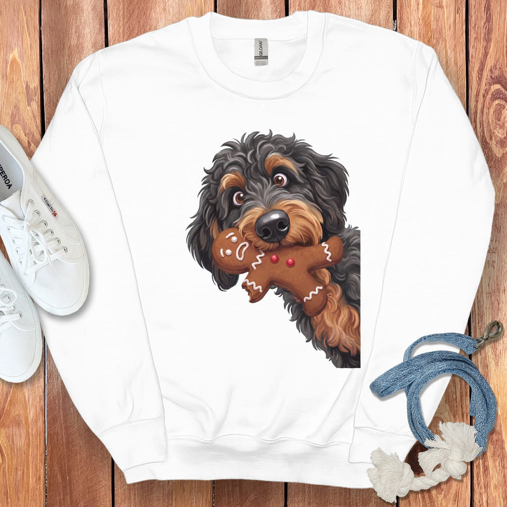 Phantom Goldendoodle Cookie Thief Sweatshirt in White / S by Puppy Jo