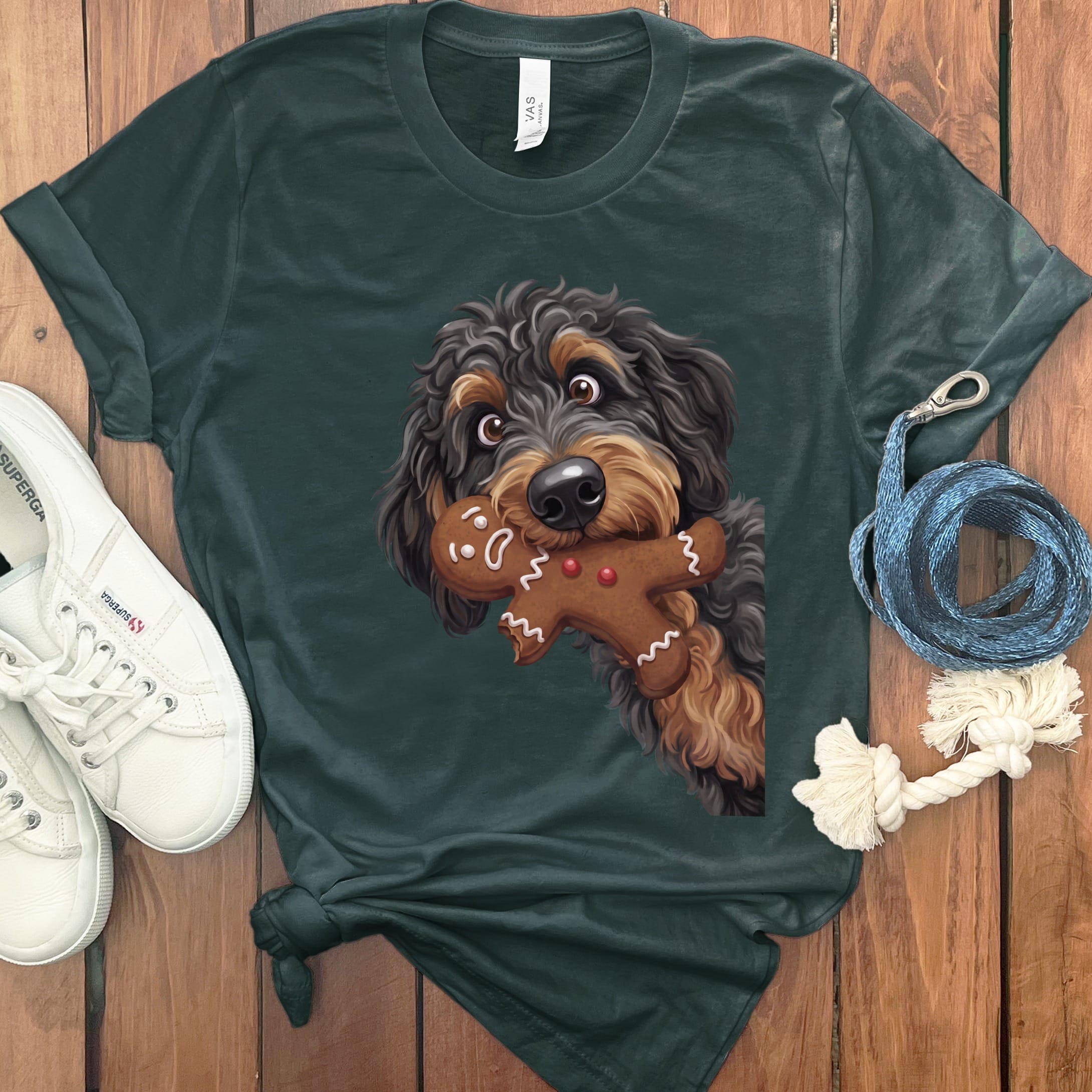 Phantom Goldendoodle Cookie Thief T-Shirt in Forest / S by Puppy Jo