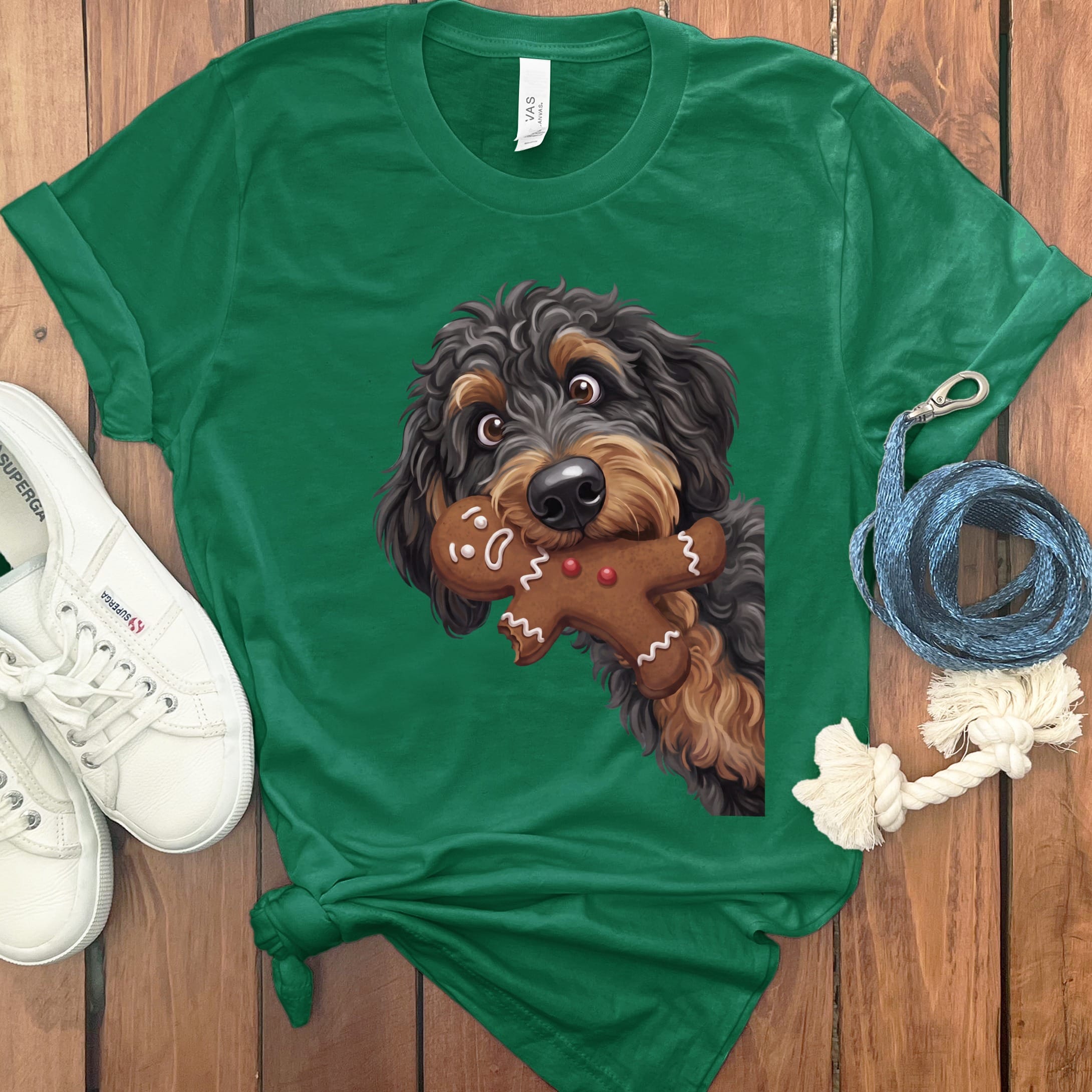 Phantom Goldendoodle Cookie Thief T-Shirt in Kelly / S by Puppy Jo
