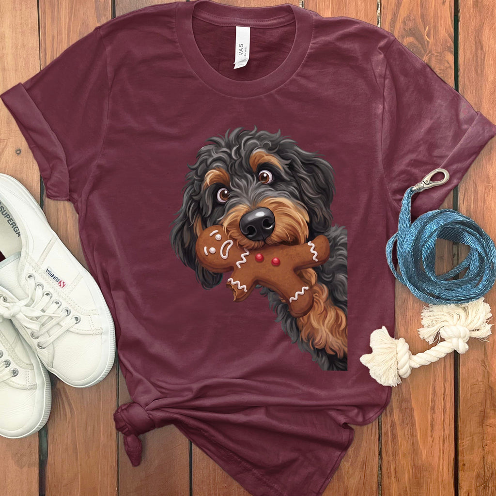 Phantom Goldendoodle Cookie Thief T-Shirt in Maroon / S by Puppy Jo