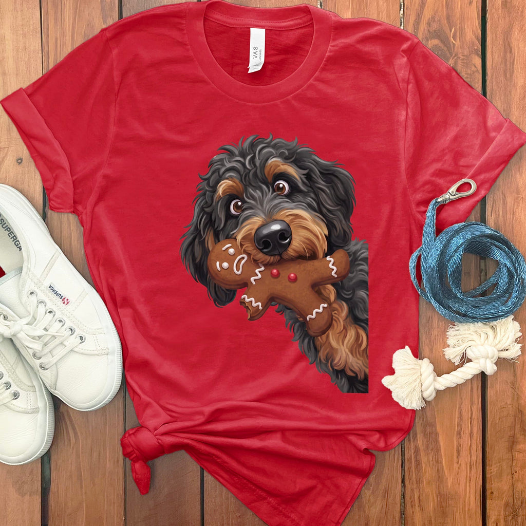 Phantom Goldendoodle Cookie Thief T-Shirt in Red / S by Puppy Jo