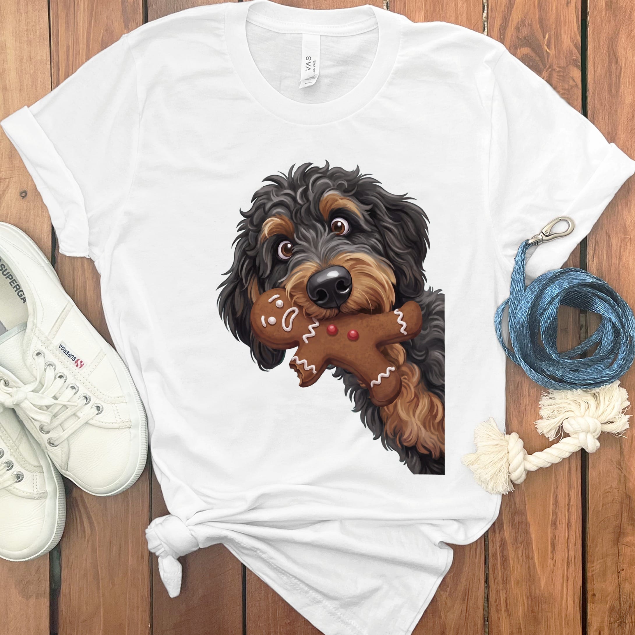 Phantom Goldendoodle Cookie Thief T-Shirt in White / S by Puppy Jo