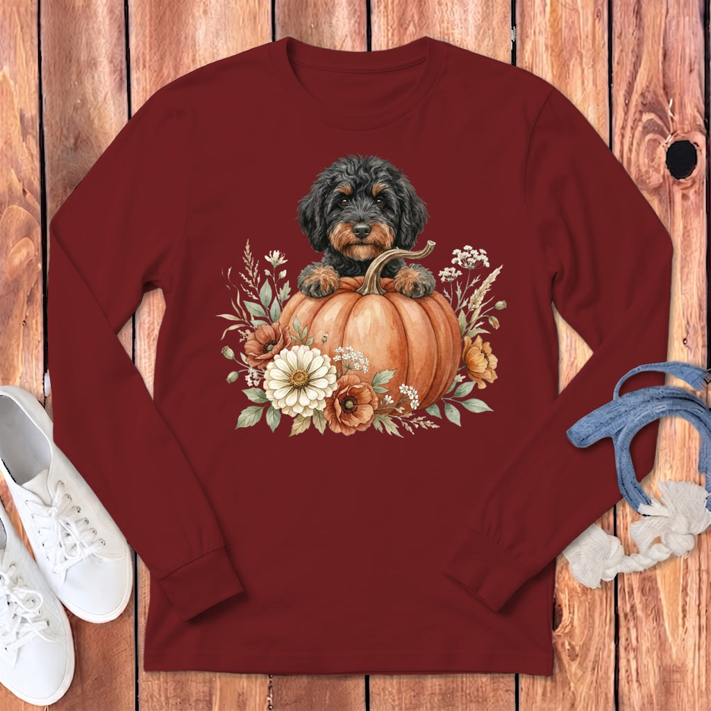 Phantom Goldendoodle Fall Long Sleeve T-Shirt in Cardinal / S by Puppy Jo