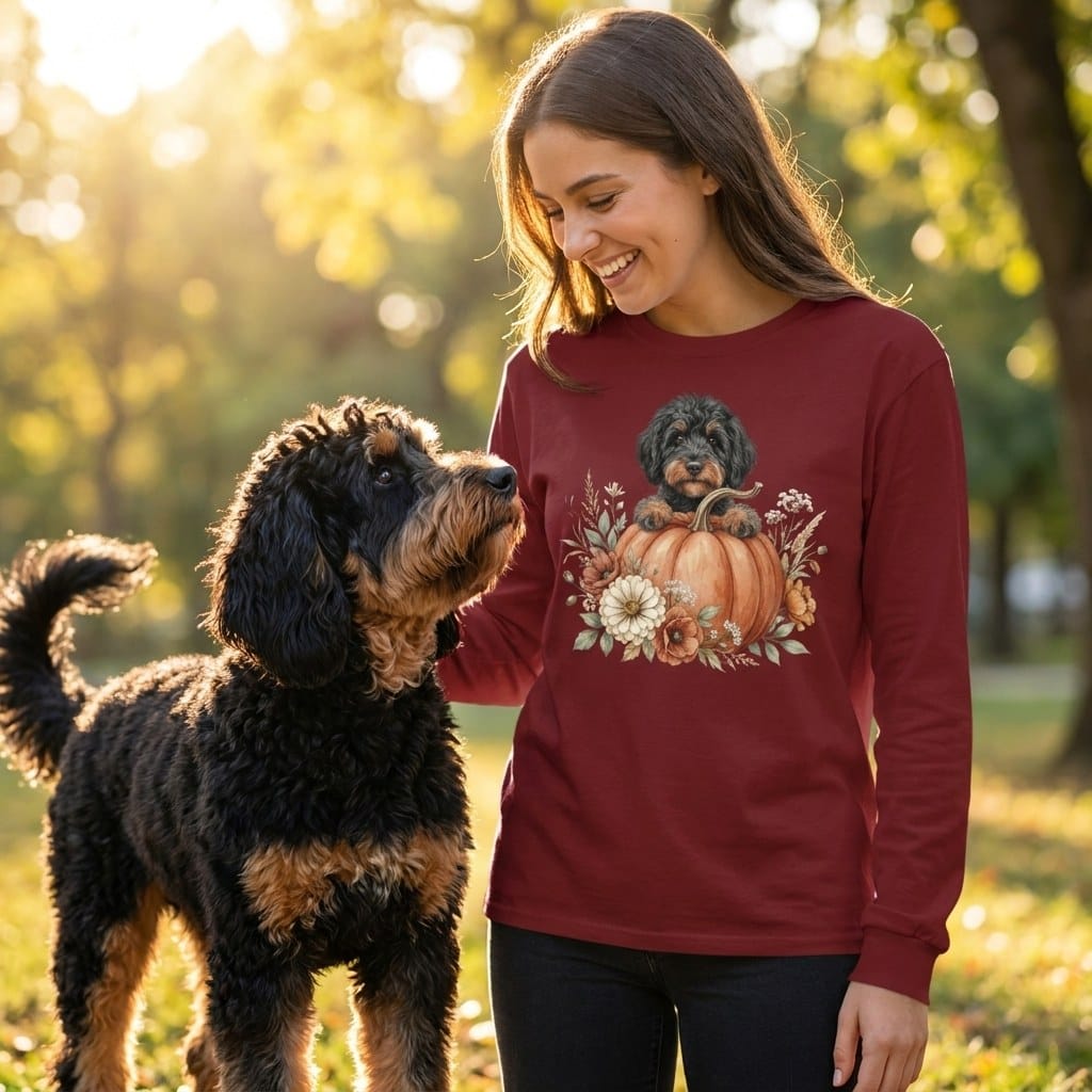 Phantom Goldendoodle Fall Long Sleeve T-Shirt in by Puppy Jo