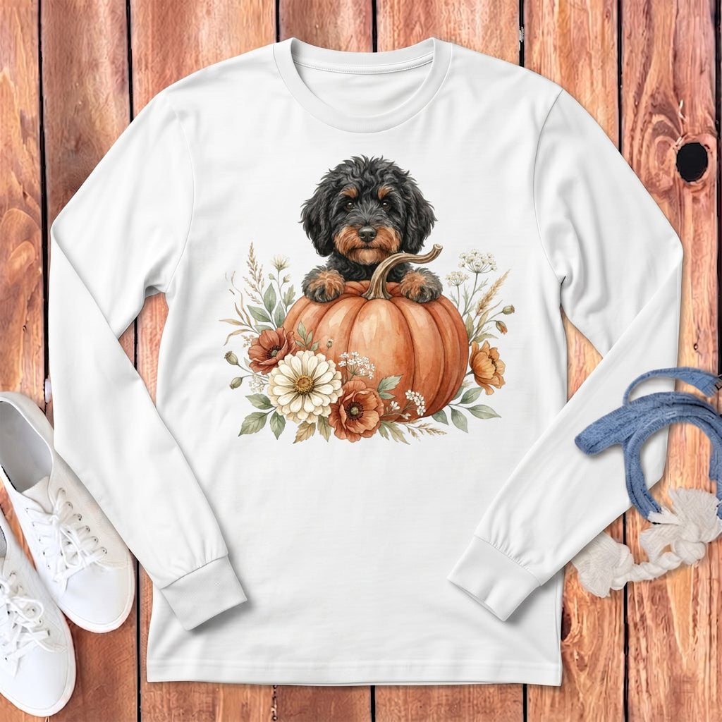 Phantom Goldendoodle Fall Long Sleeve T-Shirt in White / S by Puppy Jo