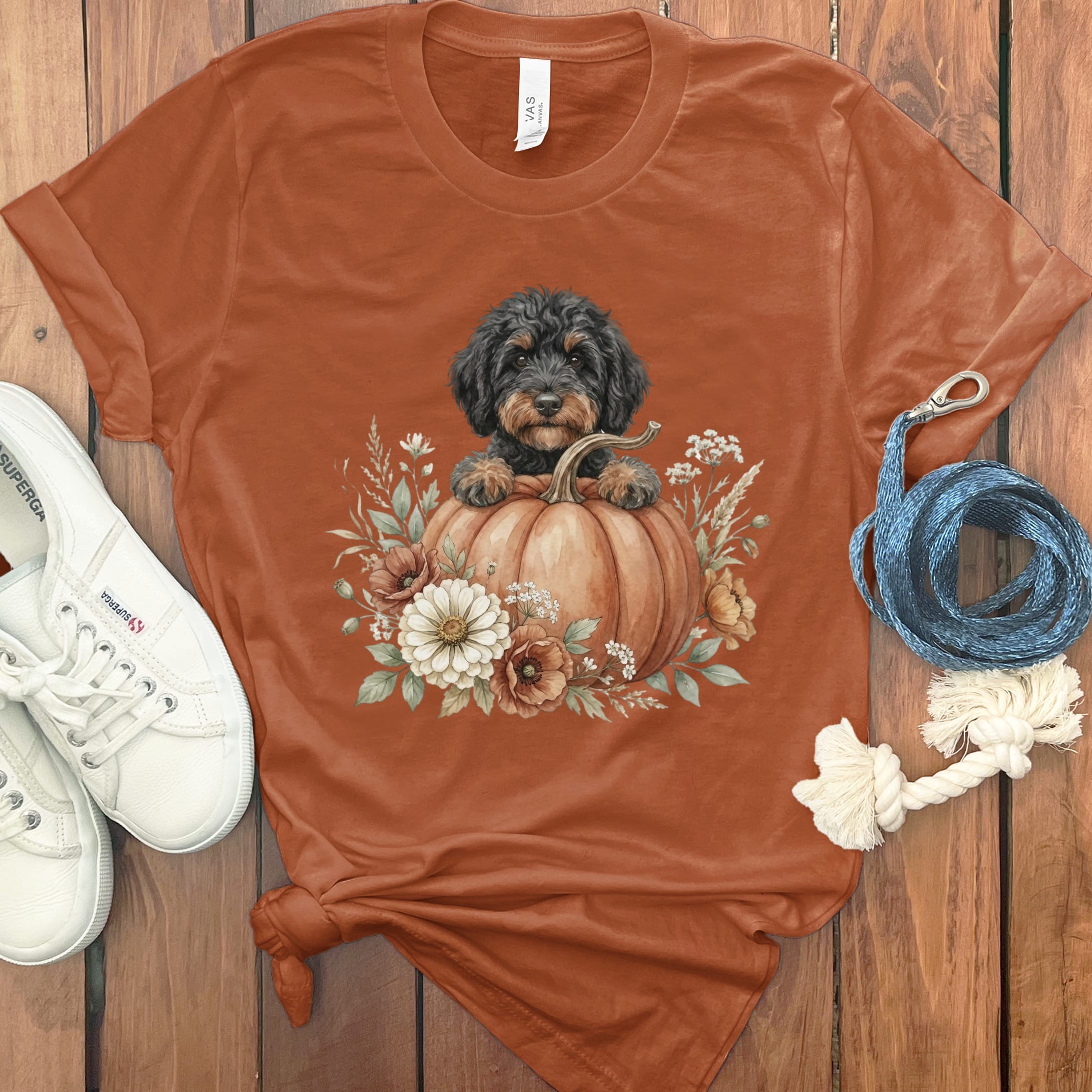 Phantom Goldendoodle Fall T-Shirt in Autumn / S by Puppy Jo