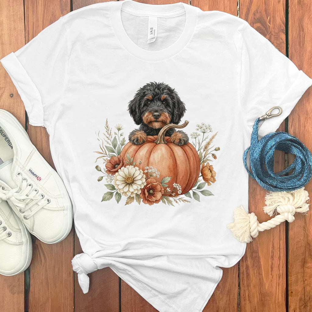 Phantom Goldendoodle Fall T-Shirt in White / S by Puppy Jo