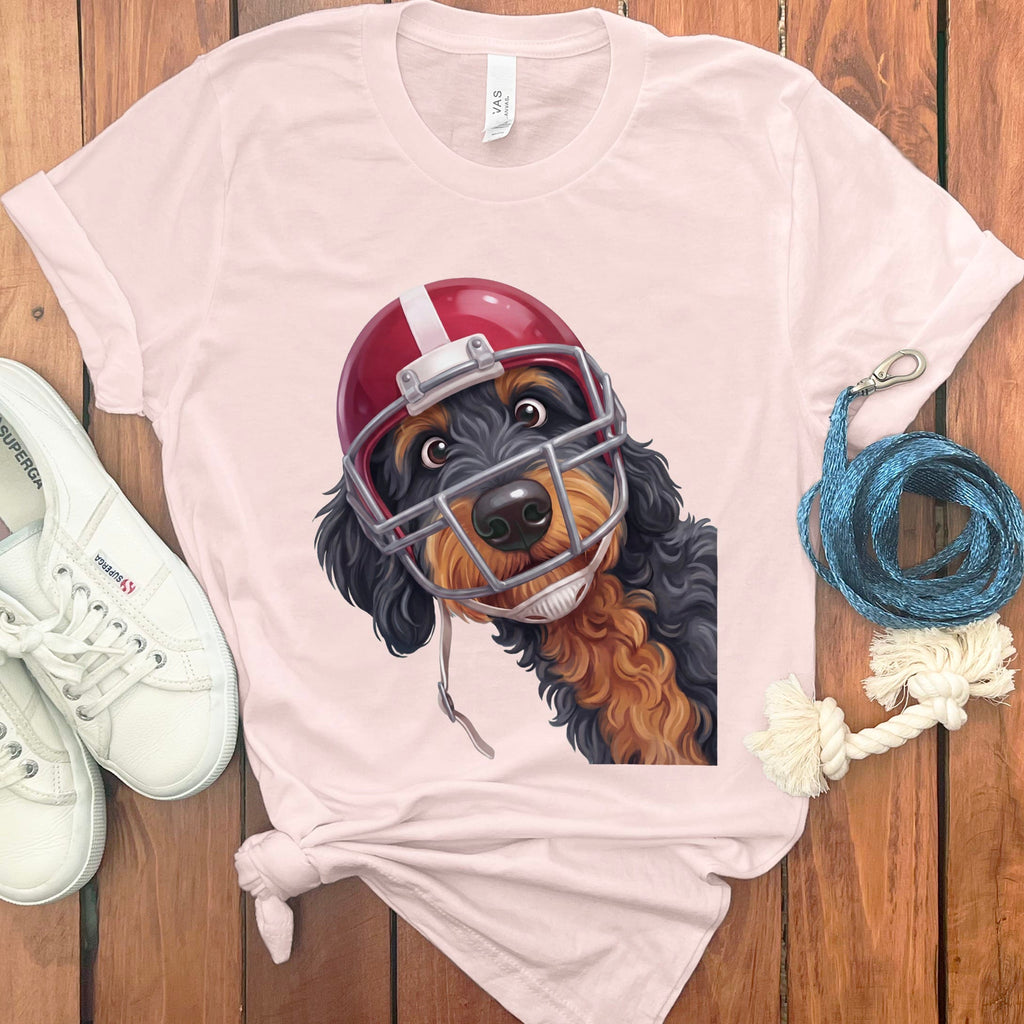 Phantom Goldendoodle Football Helmet T-Shirt in Soft Pink / S by Puppy Jo