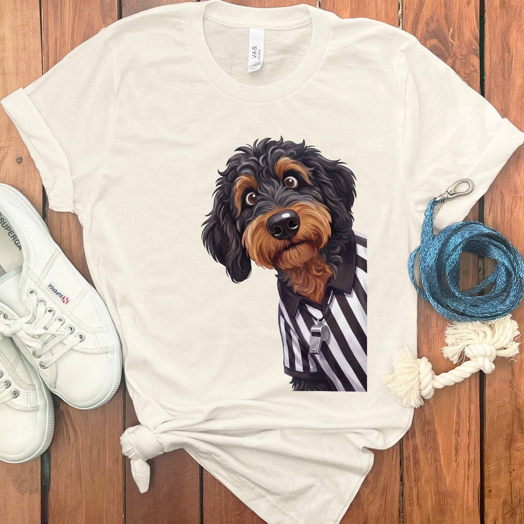 Phantom Goldendoodle Football Referee T-Shirt in Natural / S by Puppy Jo