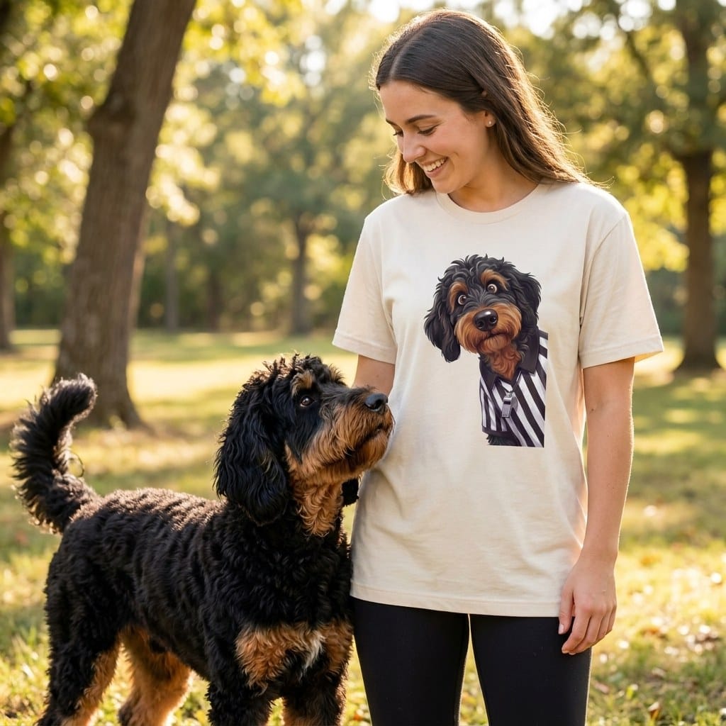 Phantom Goldendoodle Football Referee T-Shirt in by Puppy Jo