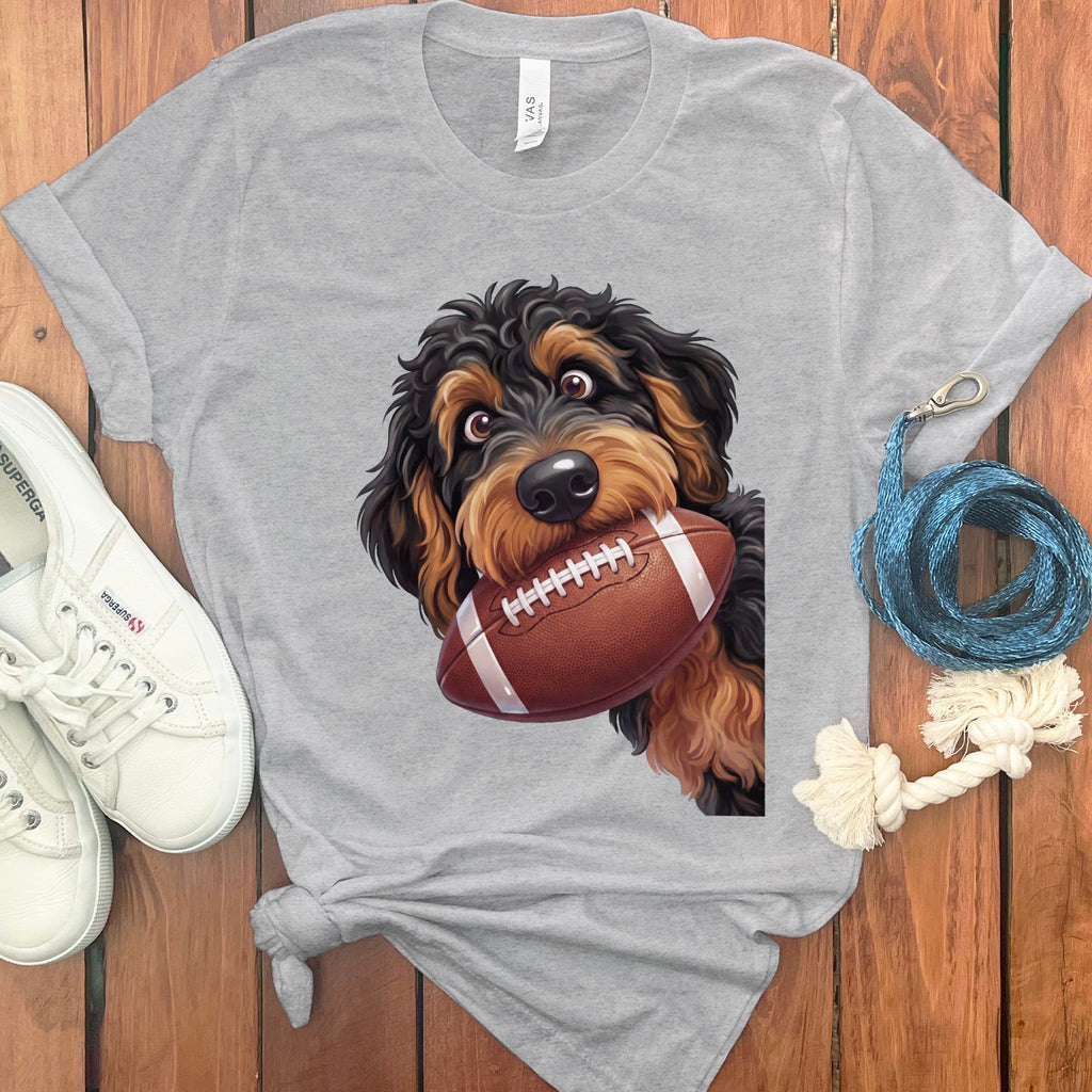 Phantom Goldendoodle Football T-Shirt in S / Athletic Heather by Puppy Jo