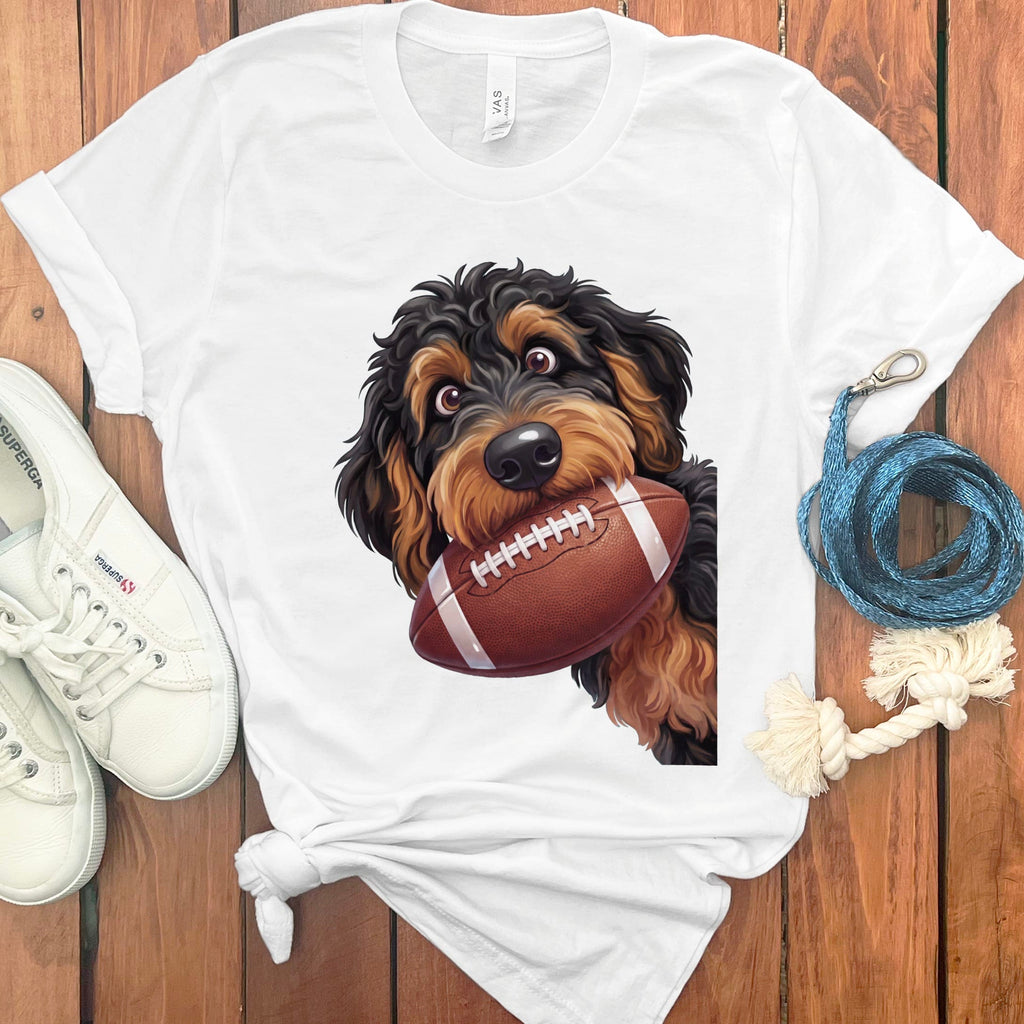 Phantom Goldendoodle Football T-Shirt in S / White by Puppy Jo