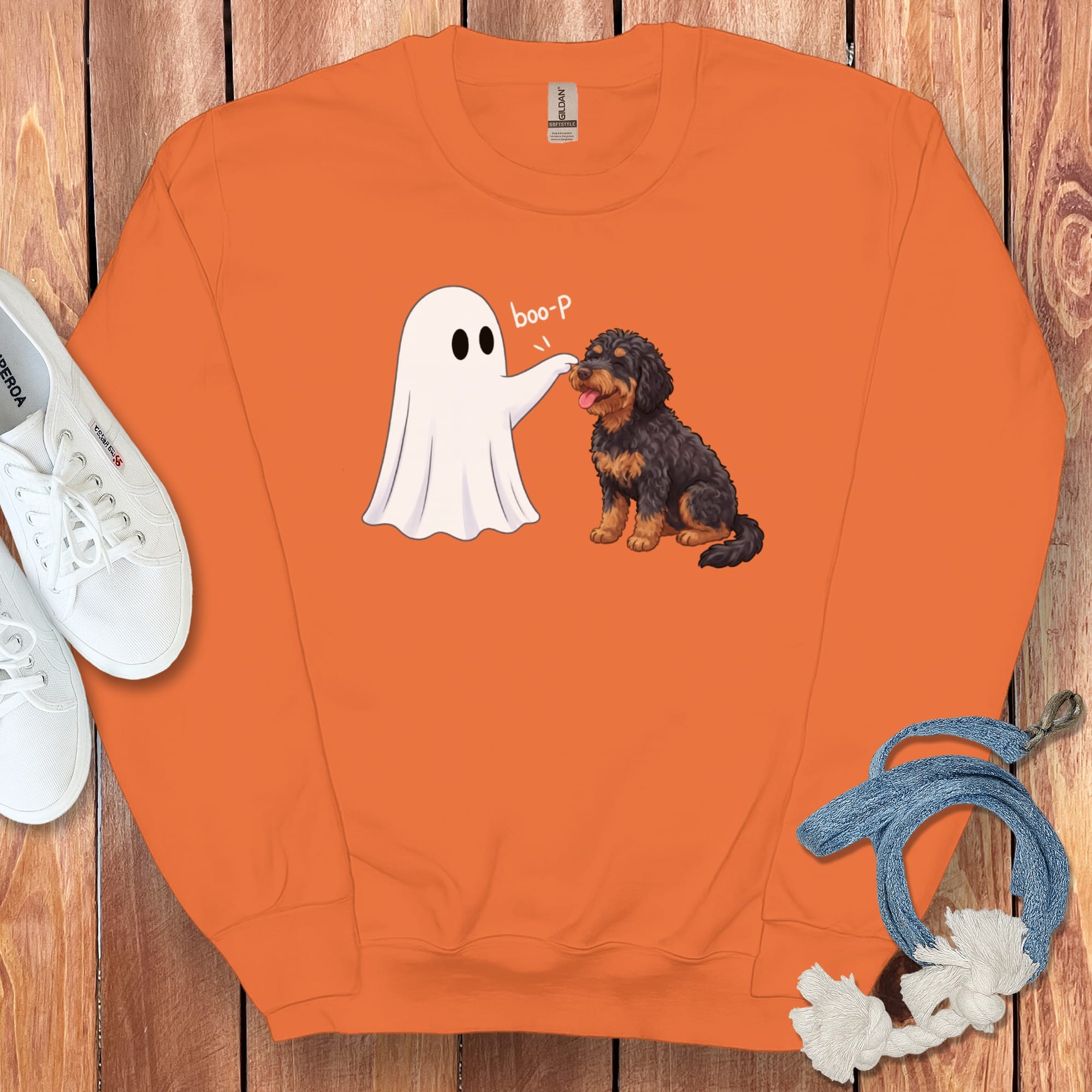 Phantom Goldendoodle Ghost Boop Sweatshirt in M / Orange by Puppy Jo