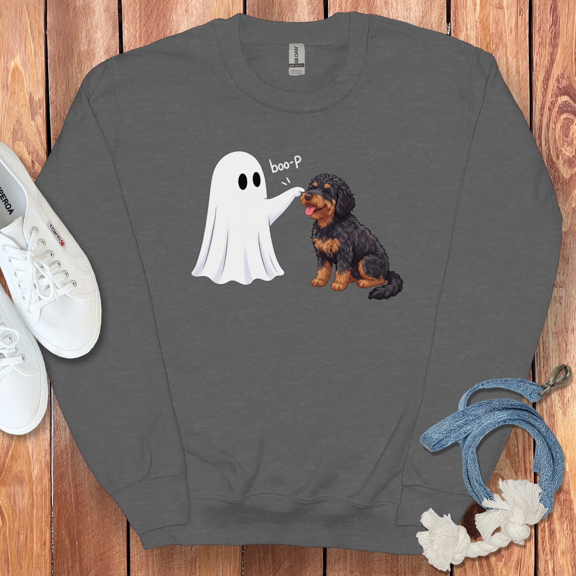 Phantom Goldendoodle Ghost Boop Sweatshirt in S / Dark Heather by Puppy Jo