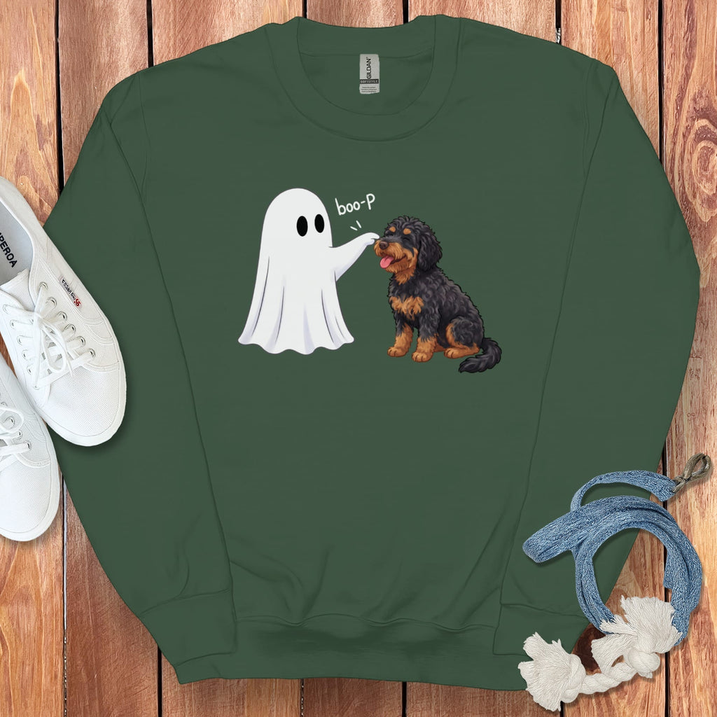 Phantom Goldendoodle Ghost Boop Sweatshirt in S / Forest Green by Puppy Jo