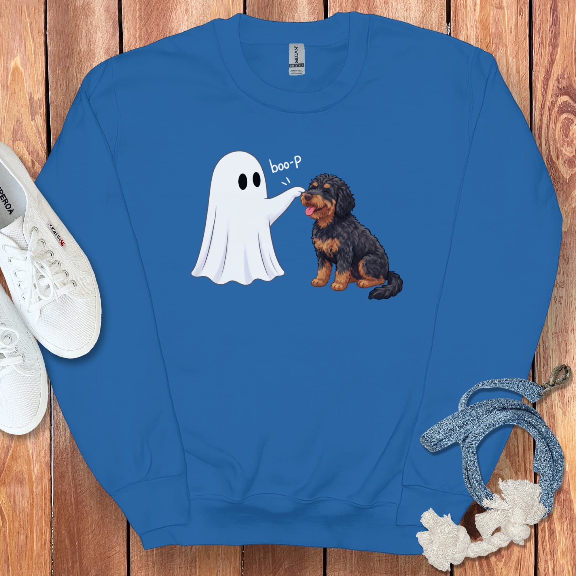 Phantom Goldendoodle Ghost Boop Sweatshirt in S / Royal by Puppy Jo