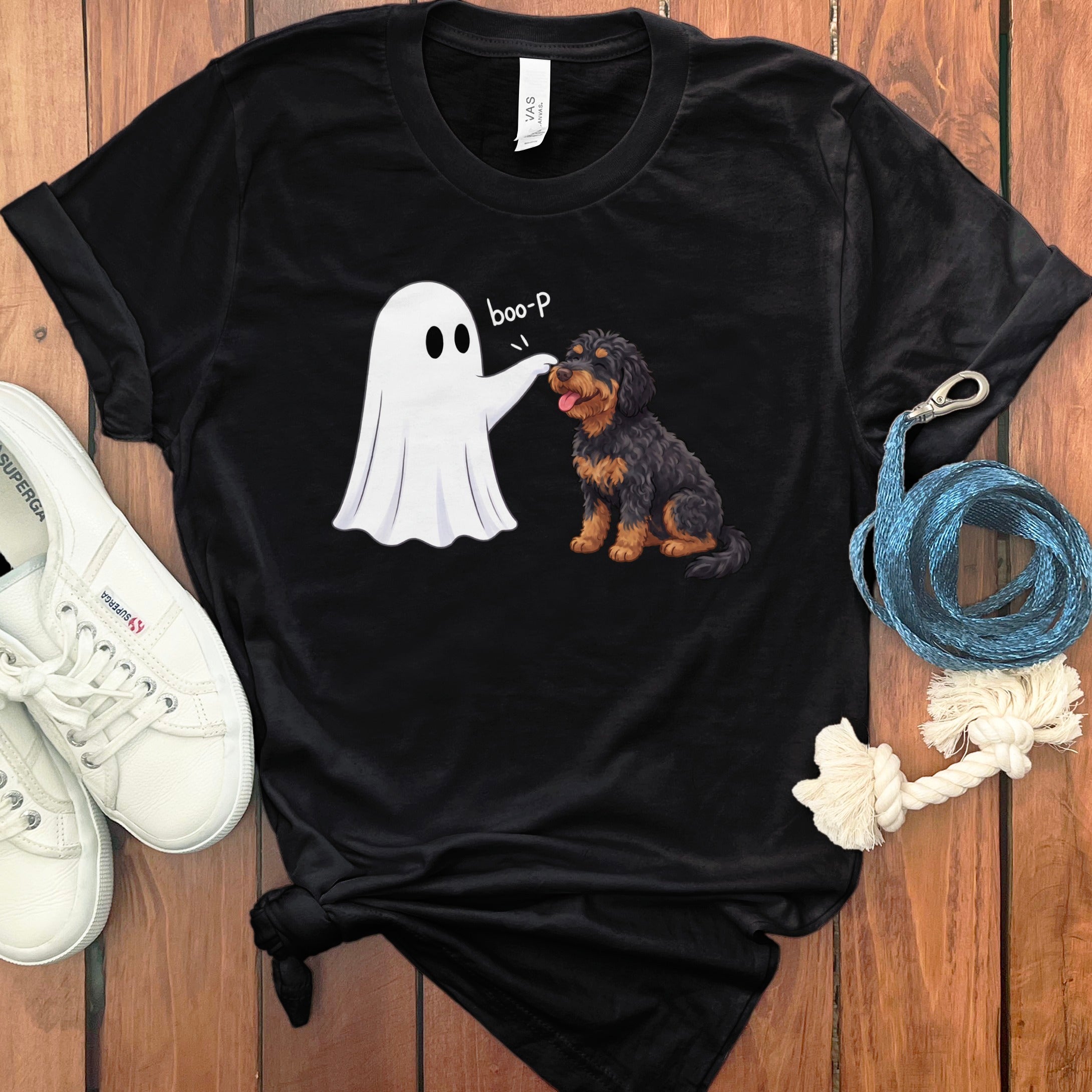 Phantom Goldendoodle Ghost Boop T-Shirt in Black / S by Puppy Jo