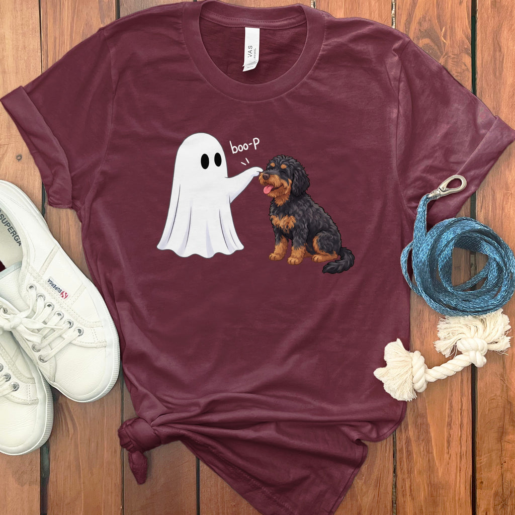 Phantom Goldendoodle Ghost Boop T-Shirt in Maroon / S by Puppy Jo