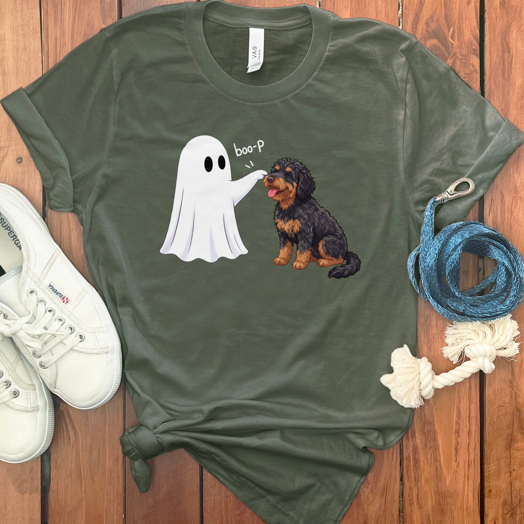 Phantom Goldendoodle Ghost Boop T-Shirt in Military Green / S by Puppy Jo