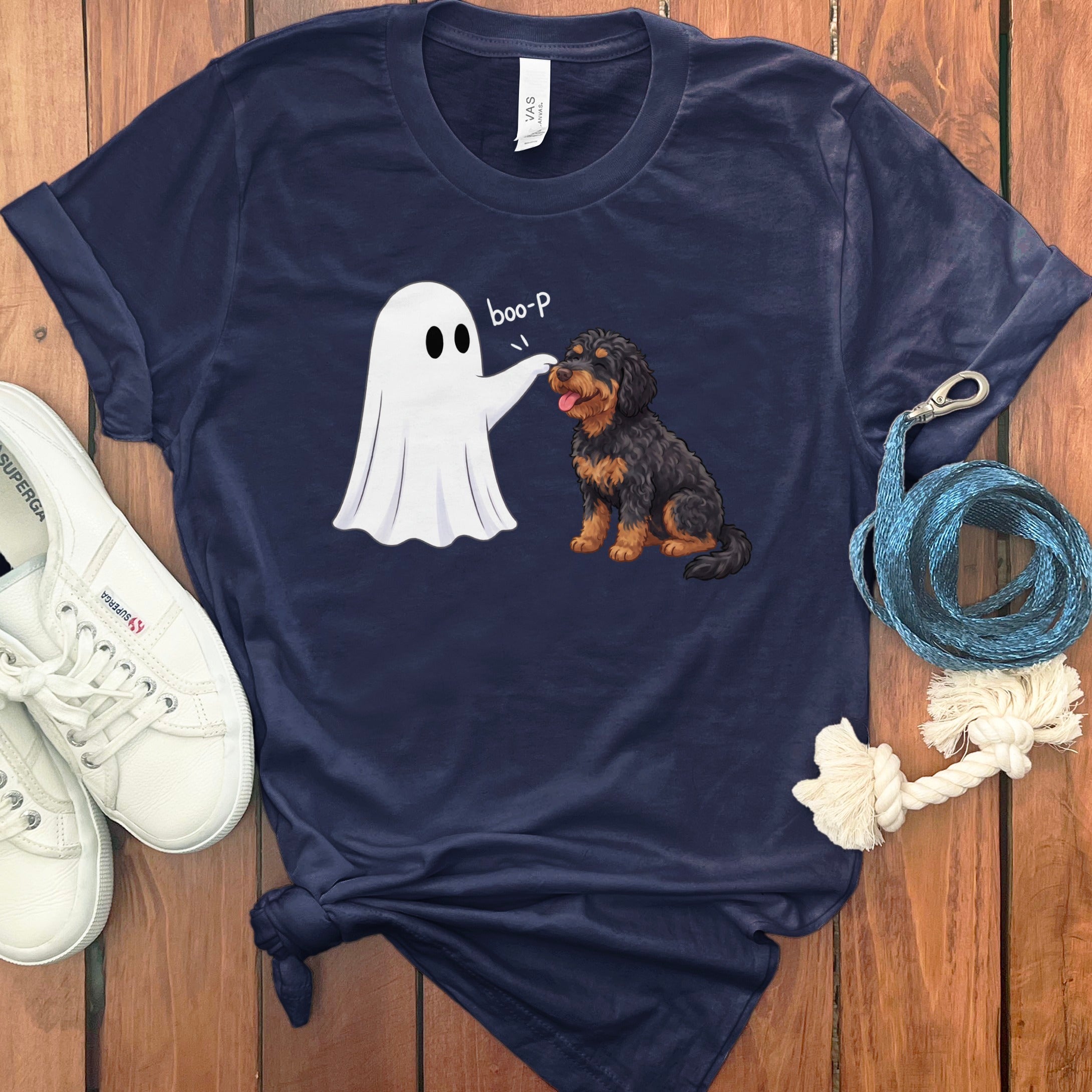 Phantom Goldendoodle Ghost Boop T-Shirt in Navy / S by Puppy Jo