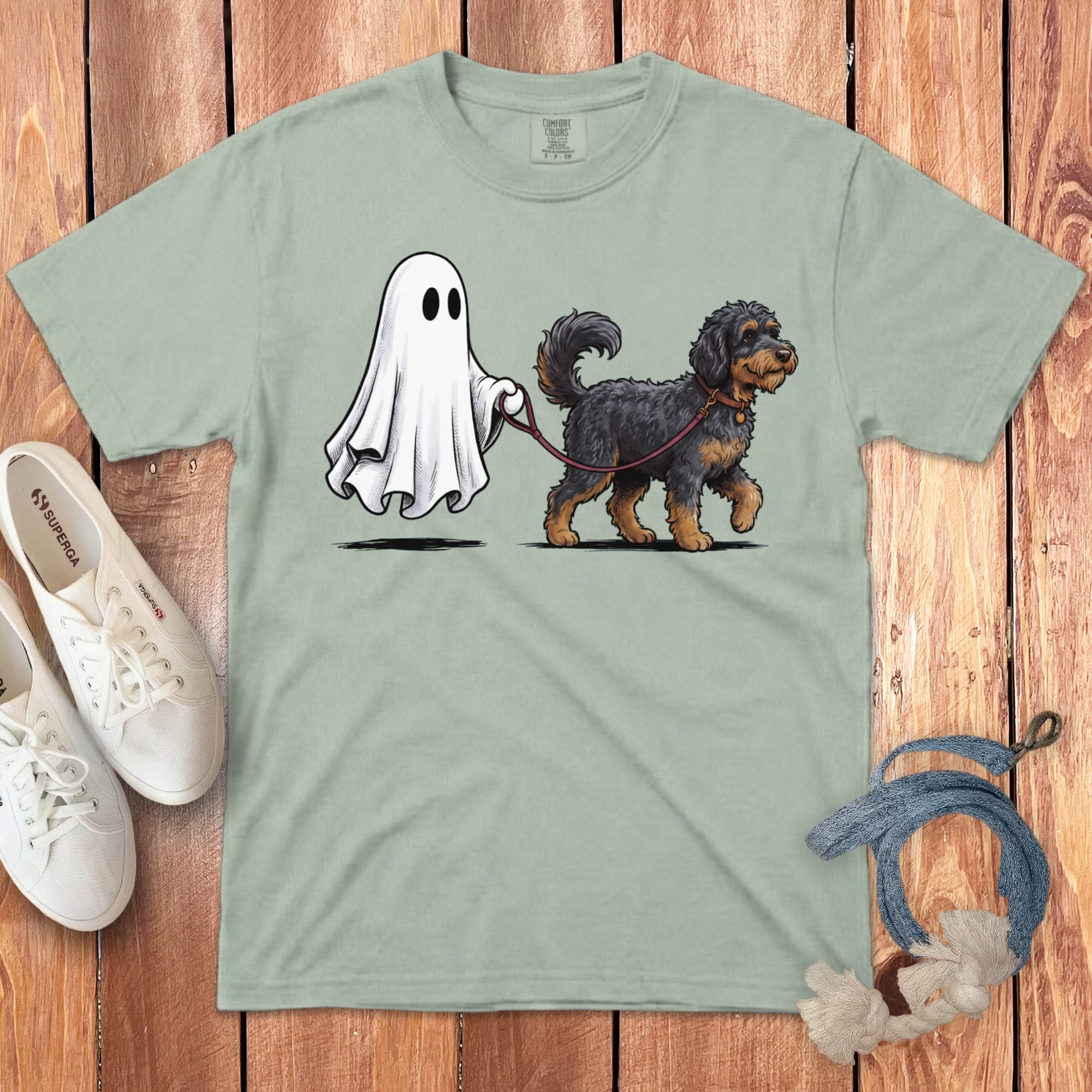 Phantom Goldendoodle Ghost Walk Signature T-Shirt in Bay / S by Puppy Jo