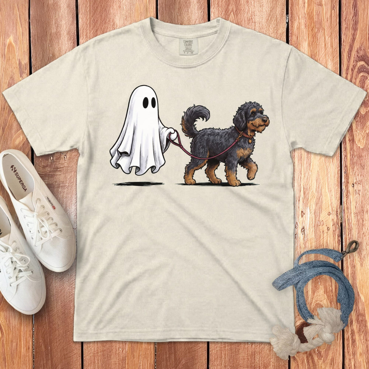 Phantom Goldendoodle Ghost Walk Signature T-Shirt in Ivory / S by Puppy Jo