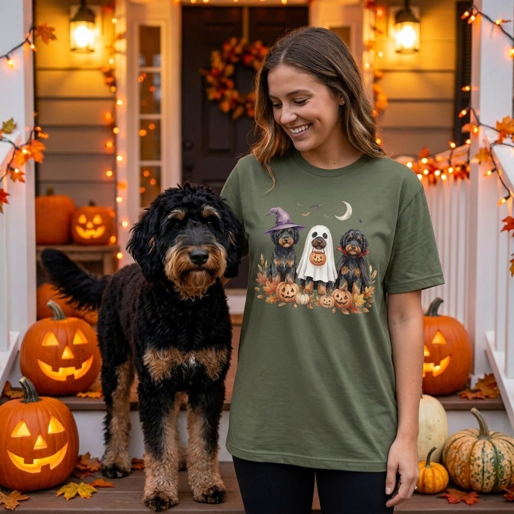 Phantom Goldendoodle Halloween Crew T-Shirt in by Puppy Jo