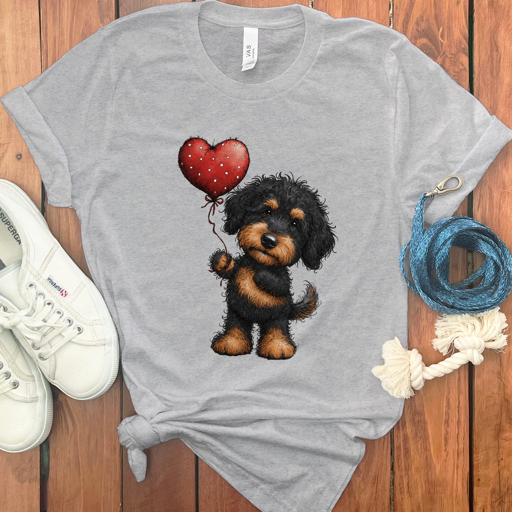 Phantom Goldendoodle Heart T-Shirt in Athletic Heather / M by Puppy Jo