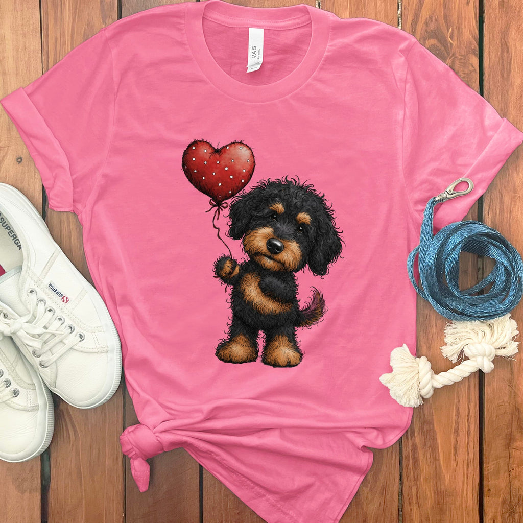 Phantom Goldendoodle Heart T-Shirt in Charity Pink / M by Puppy Jo