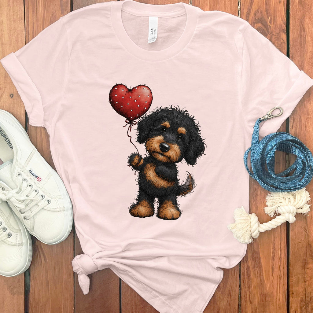 Phantom Goldendoodle Heart T-Shirt in Soft Pink / M by Puppy Jo