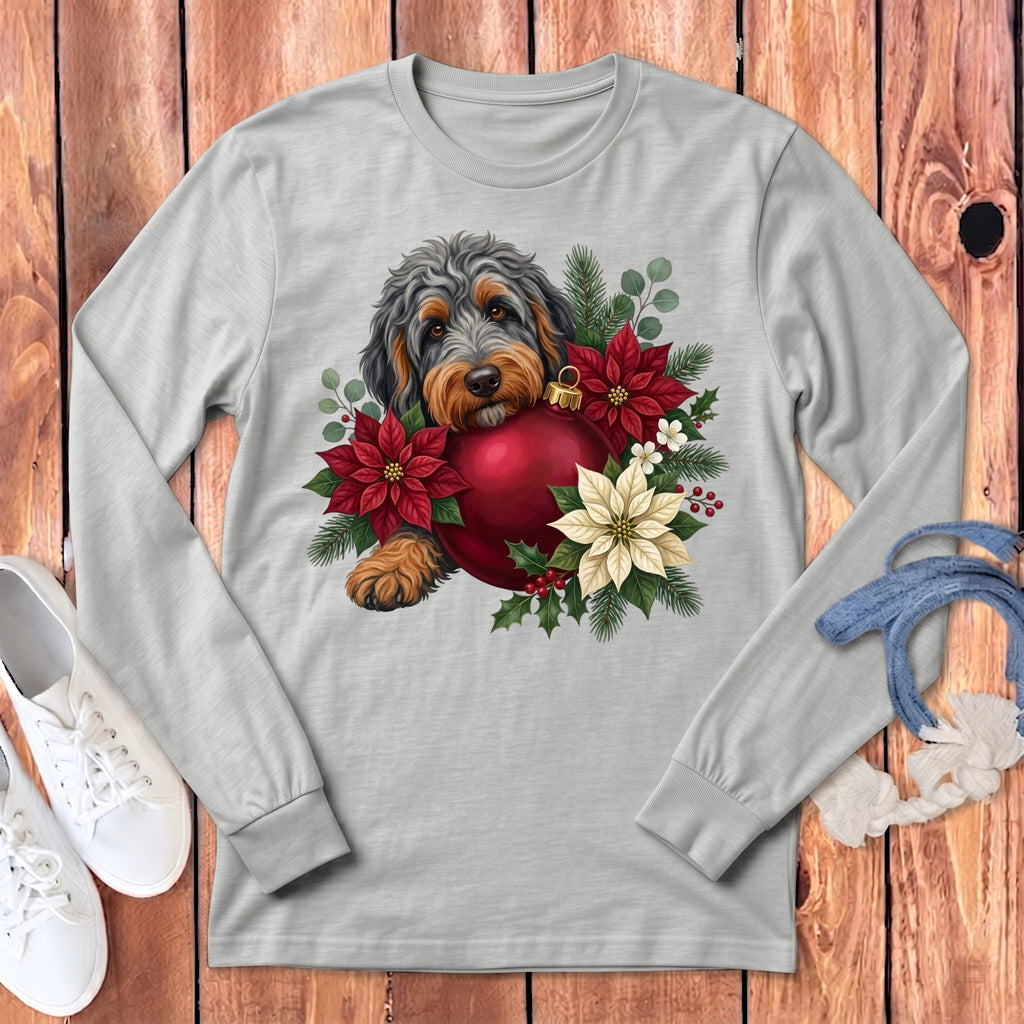 Phantom Goldendoodle Holiday Cheer Long Sleeve T-Shirt in Athletic Heather / S by Puppy Jo