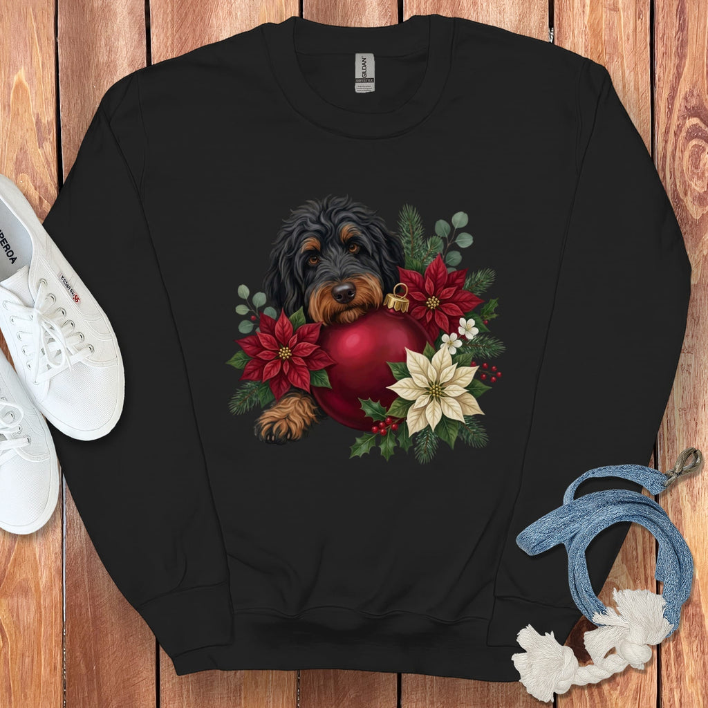 Phantom Goldendoodle Holiday Cheer Sweatshirt in Black / S by Puppy Jo