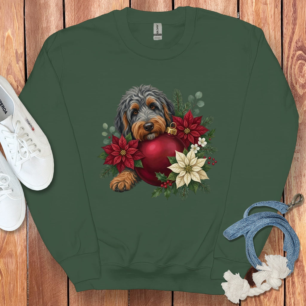 Phantom Goldendoodle Holiday Cheer Sweatshirt in Forest Green / S by Puppy Jo