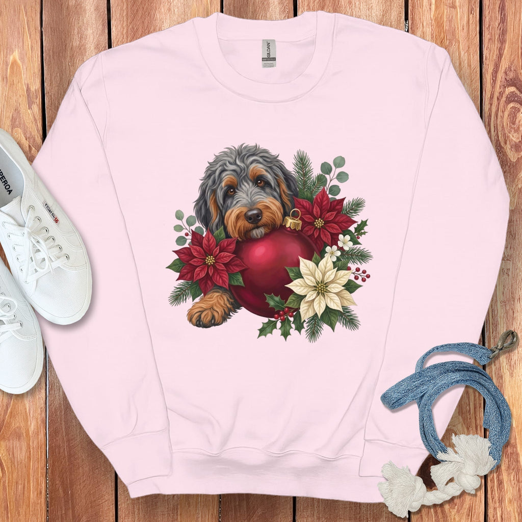 Phantom Goldendoodle Holiday Cheer Sweatshirt in Light Pink / S by Puppy Jo