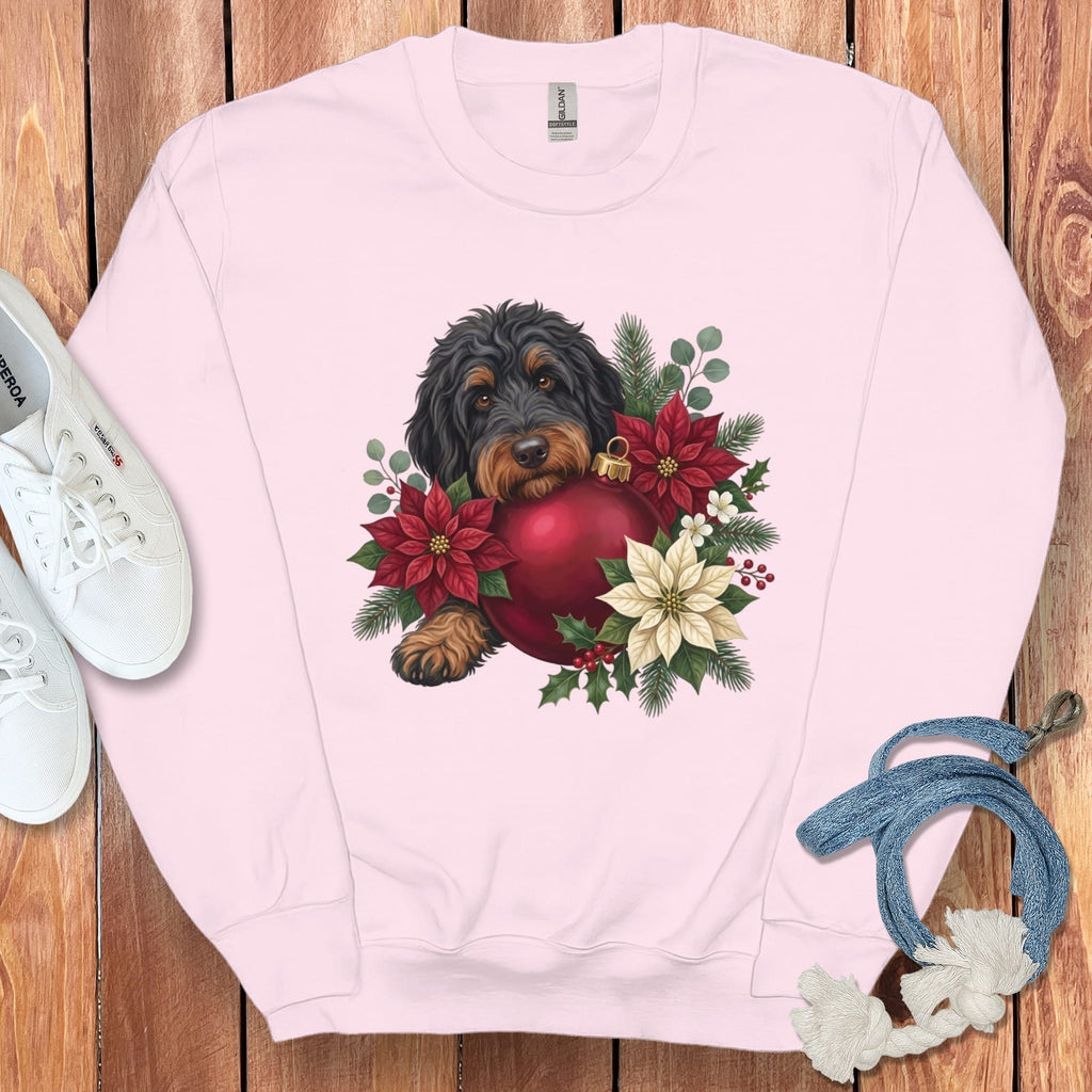 Phantom Goldendoodle Holiday Cheer Sweatshirt in Light Pink / S by Puppy Jo