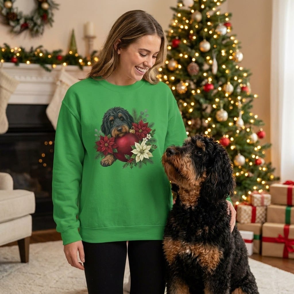 Phantom Goldendoodle Holiday Cheer Sweatshirt in by Puppy Jo