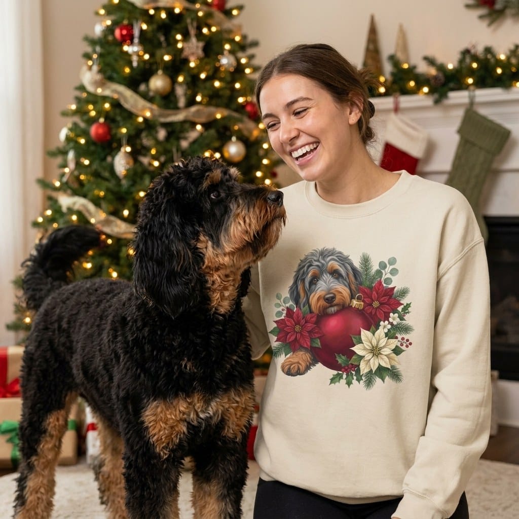Phantom Goldendoodle Holiday Cheer Sweatshirt in by Puppy Jo