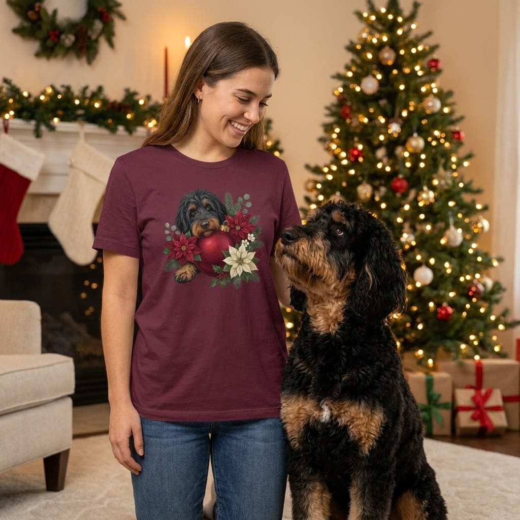 Phantom Goldendoodle Holiday Cheer T-Shirt in by Puppy Jo