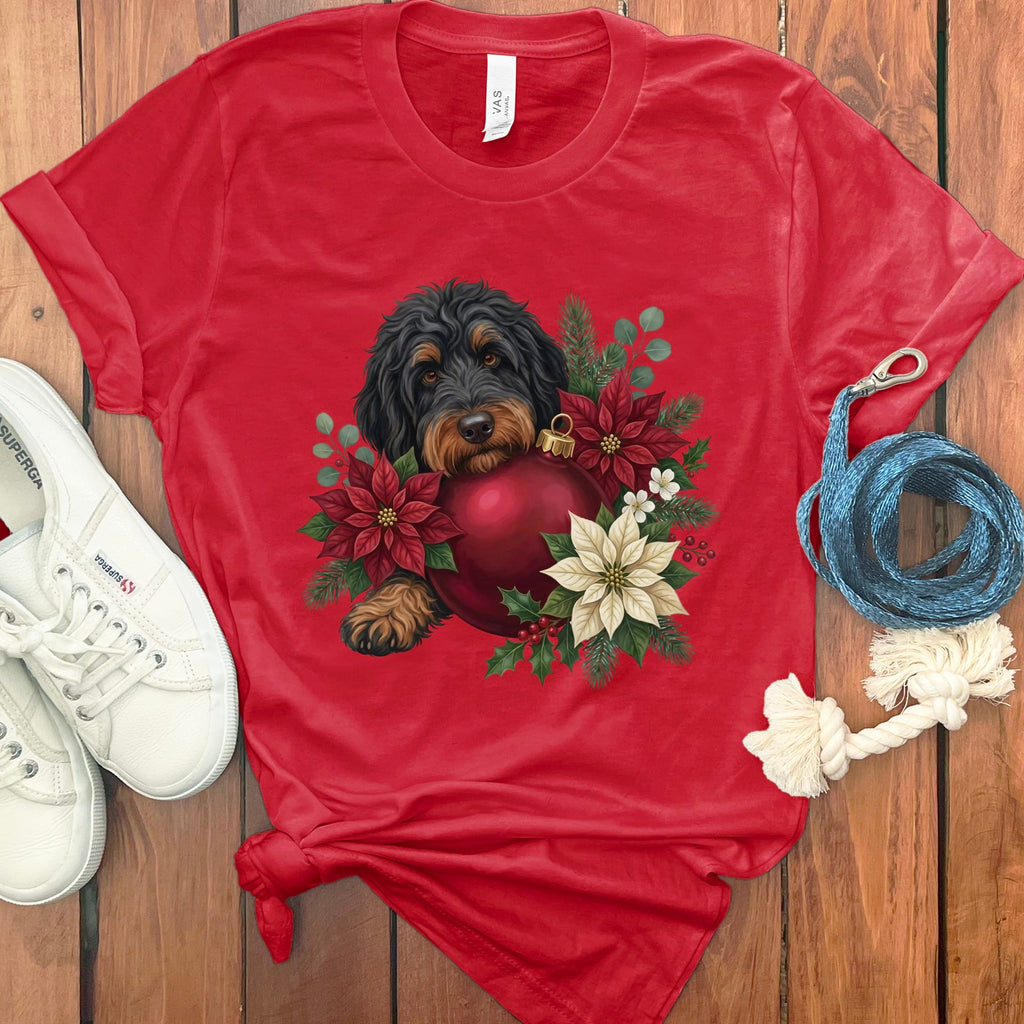 Phantom Goldendoodle Holiday Cheer T-Shirt in Red / S by Puppy Jo