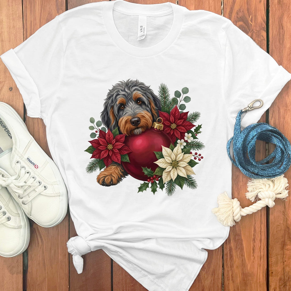 Phantom Goldendoodle Holiday Cheer T-Shirt in White / S by Puppy Jo