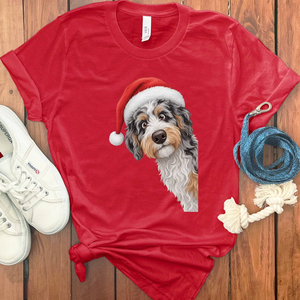 Phantom Goldendoodle Holiday Santa T-Shirt in Red / S by Puppy Jo