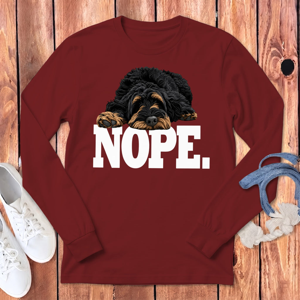 Phantom Goldendoodle Labradoodle Nope Long Sleeve T-Shirt in Cardinal / S by Puppy Jo