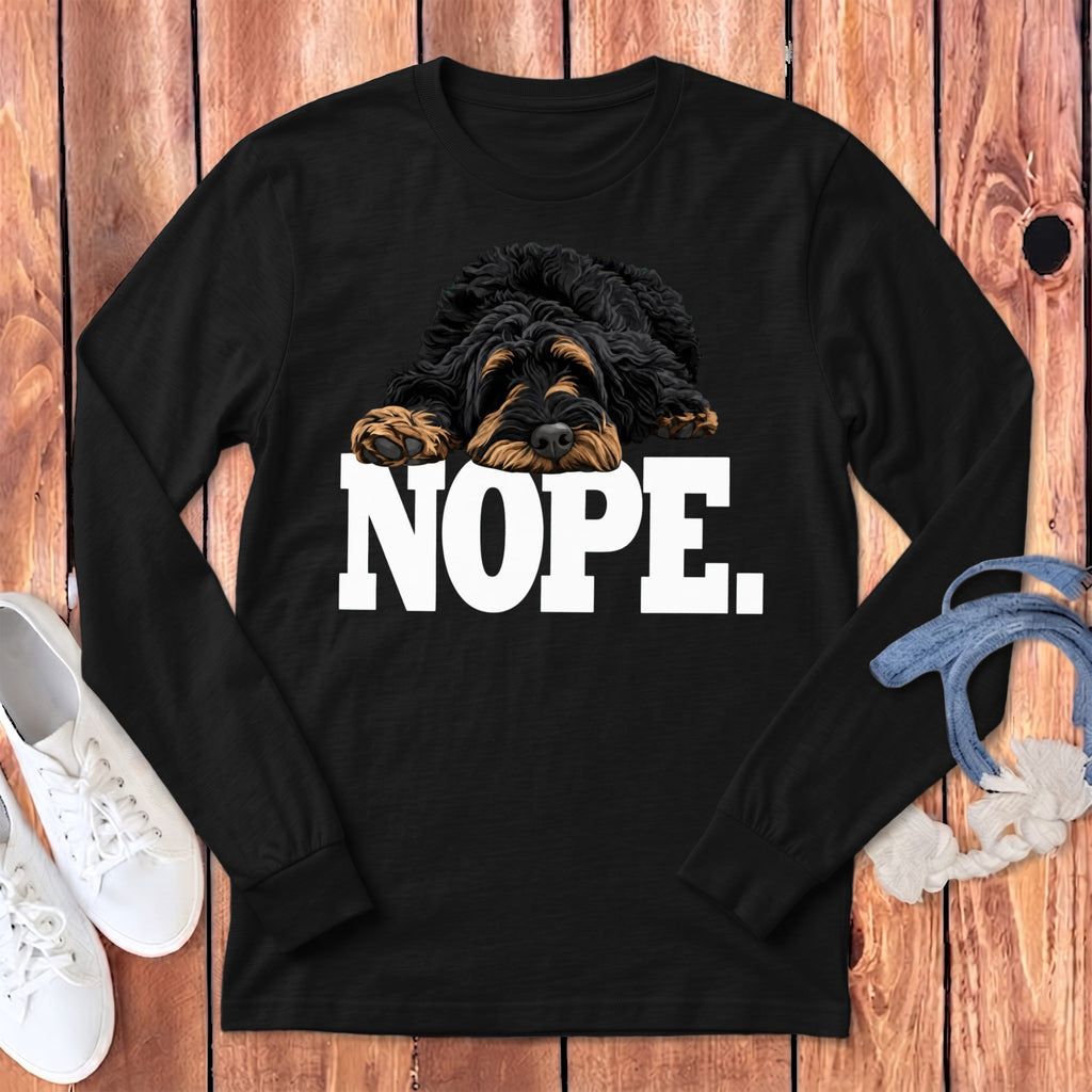 Phantom Goldendoodle Labradoodle Nope Long Sleeve T-Shirt in Dark Grey Heather / S by Puppy Jo