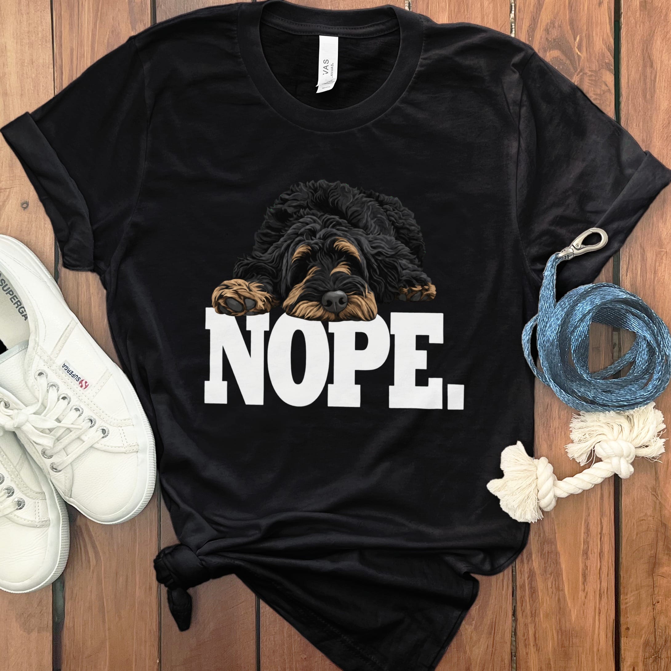 Phantom Goldendoodle Labradoodle Nope T-Shirt in Black / S by Puppy Jo