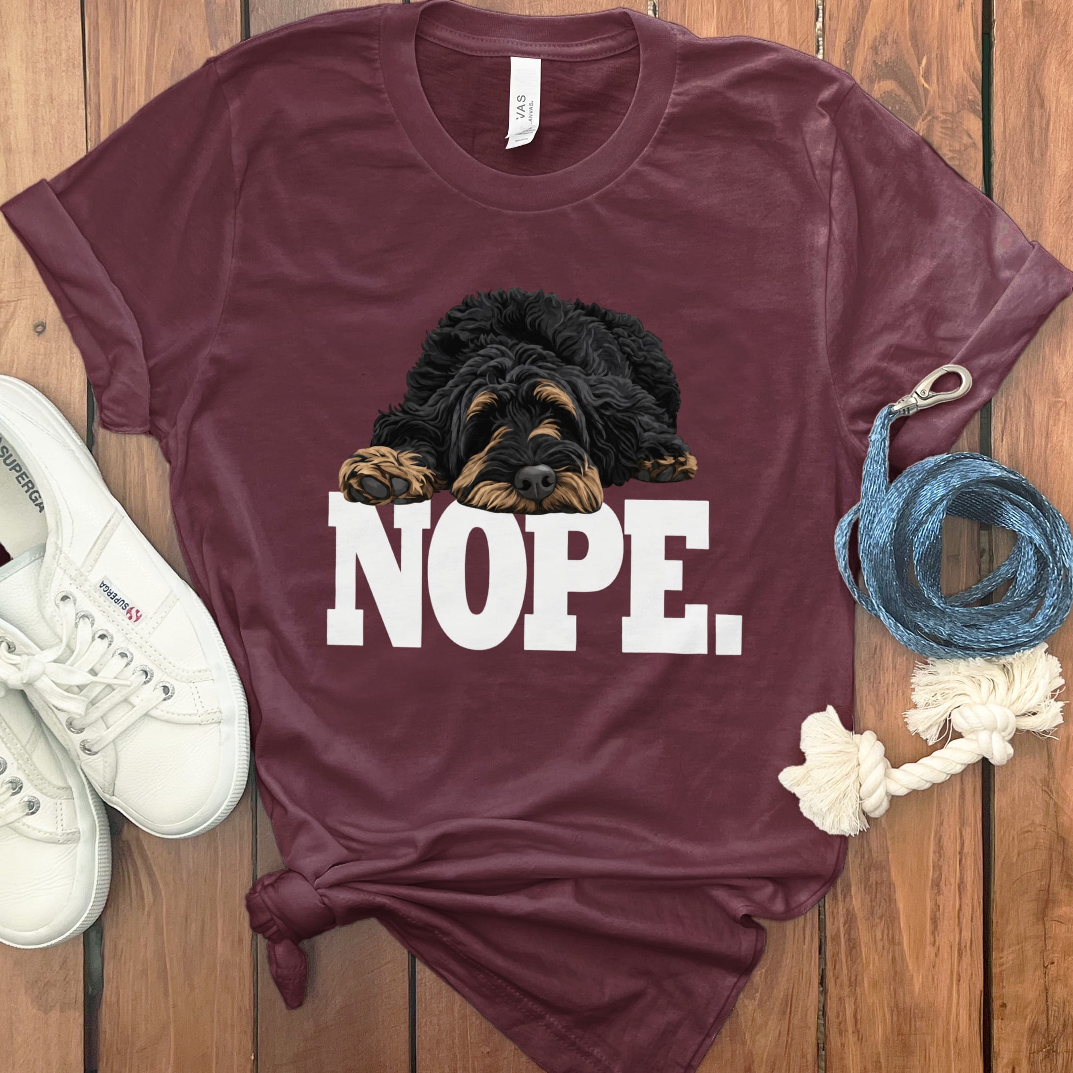 Phantom Goldendoodle Labradoodle Nope T-Shirt in Maroon / S by Puppy Jo