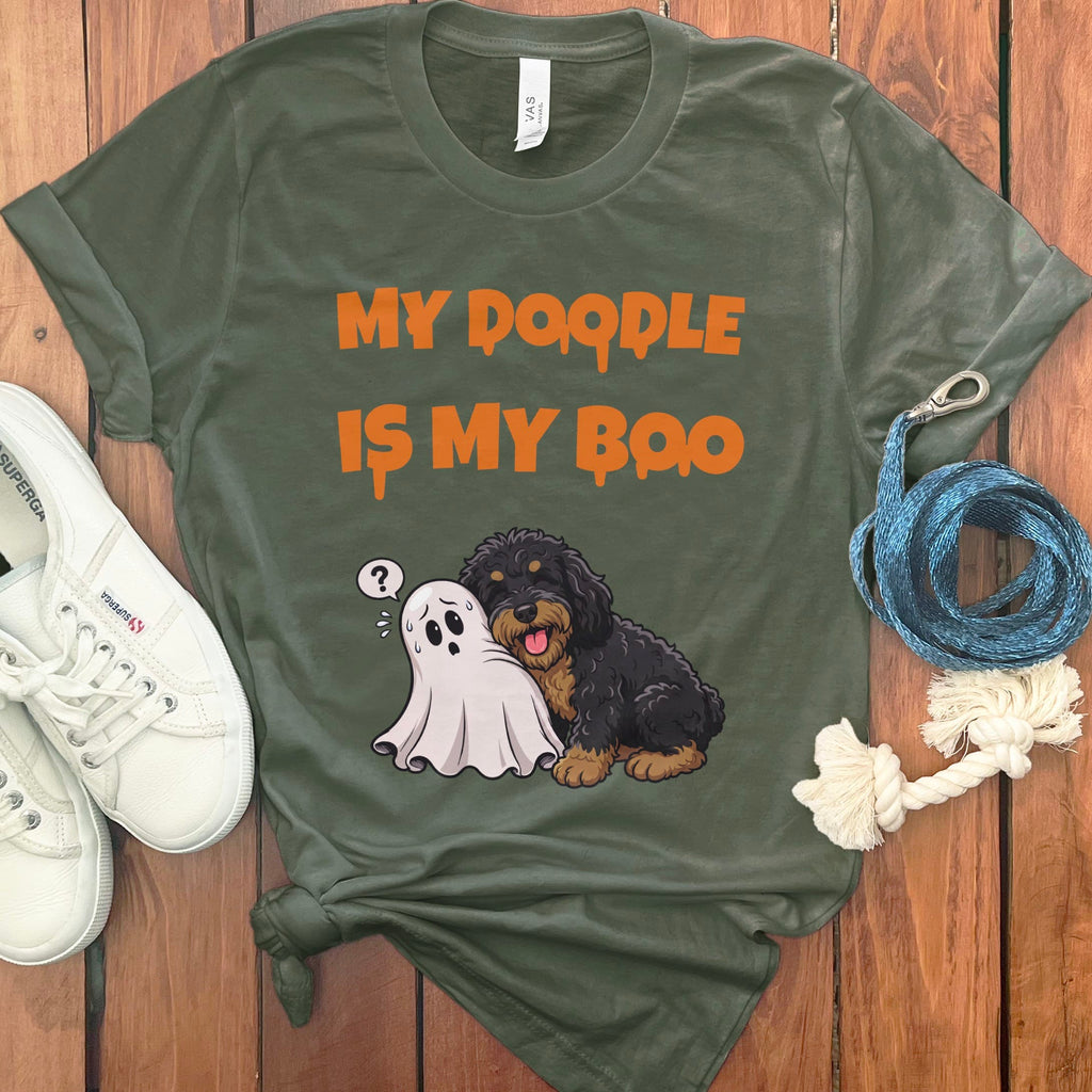 Phantom Goldendoodle My Boo T-Shirt in Military Green / S by Puppy Jo