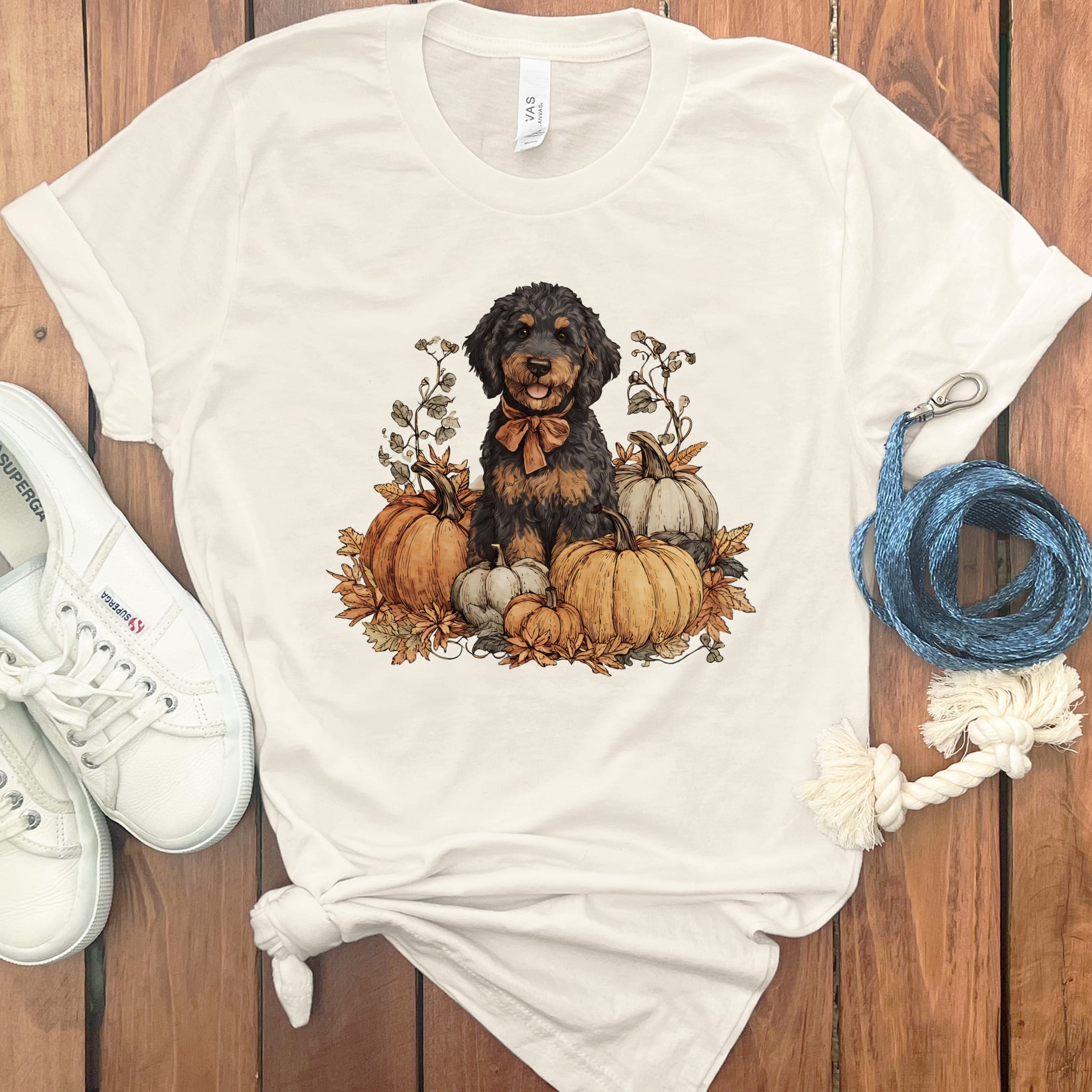 Phantom Goldendoodle Pumpkin Time T-Shirt in Natural / S by Puppy Jo