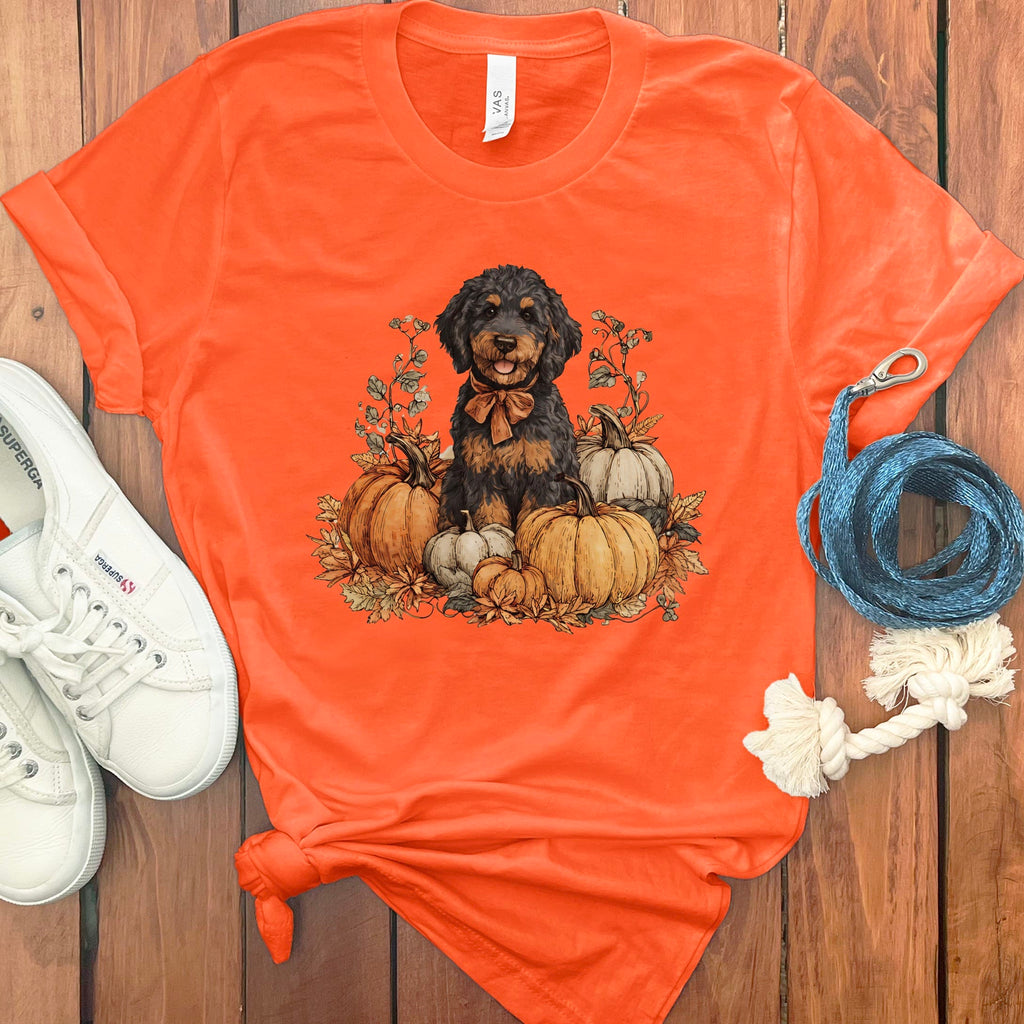 Phantom Goldendoodle Pumpkin Time T-Shirt in Orange / S by Puppy Jo