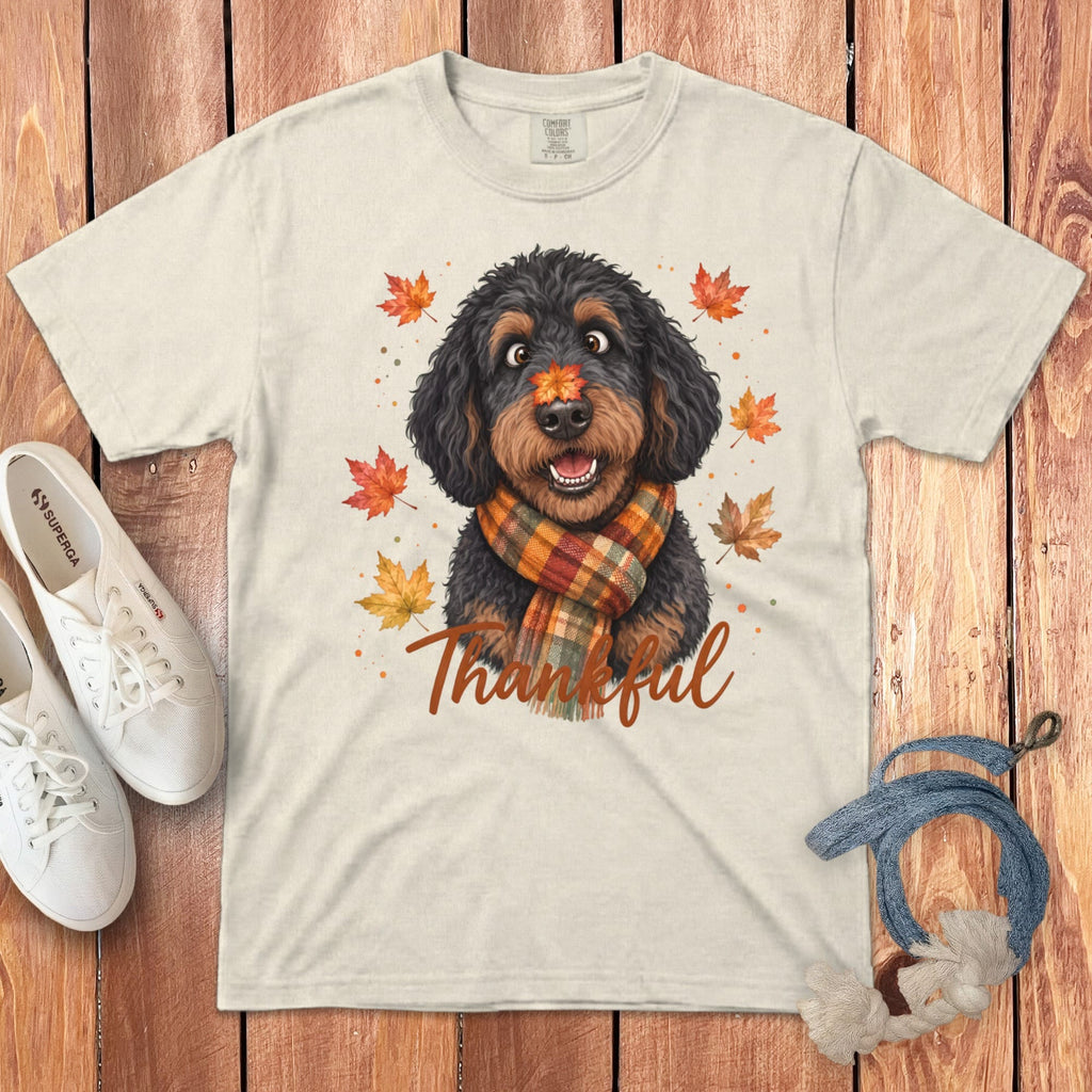 Phantom Goldendoodle Thankful Signature T-Shirt in Ivory / S by Puppy Jo